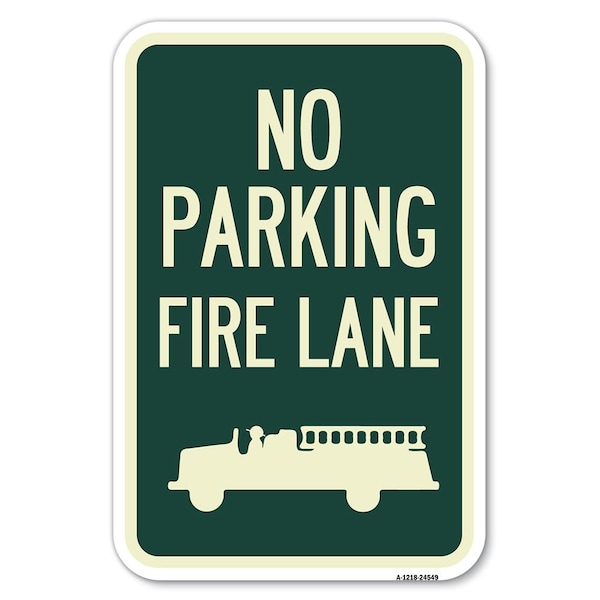 Signmission No Parking Fire Lane Fire Truck Symbol Heavy-Gauge Aluminum Sign, 12" x 18", A-1218-24549 A-1218-24549 - main